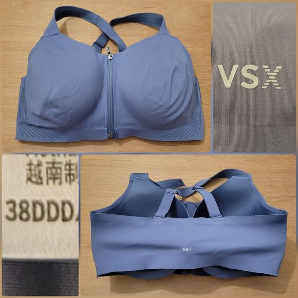 Victoria's Secret Other - Victoria's Secret Knockout Bra 38DDD  Front Close Sports Zip Women's Gray-Blue